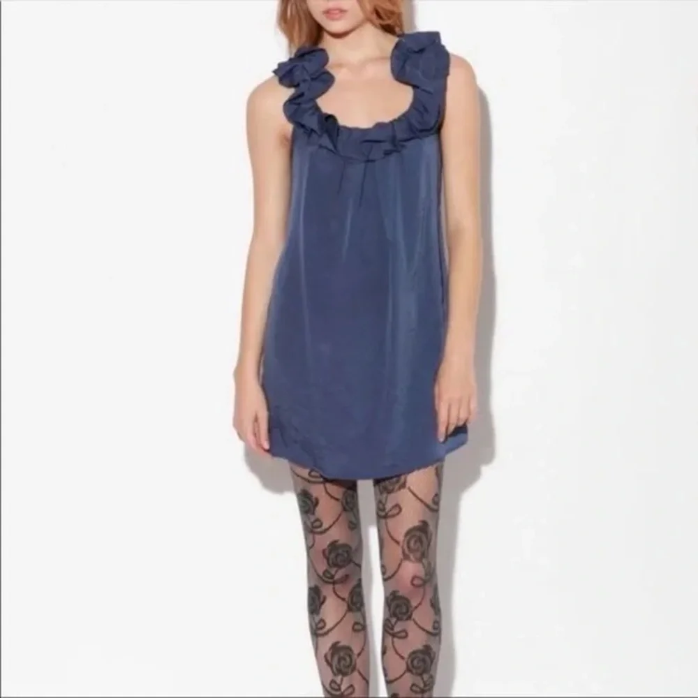 Urban Outfitters Pins And Needles Blue Ruffle Mini Dress - Picture 1 of 7